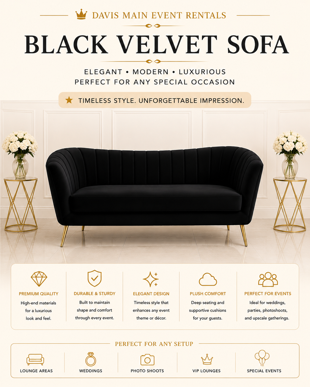 Black Velvet Sofa