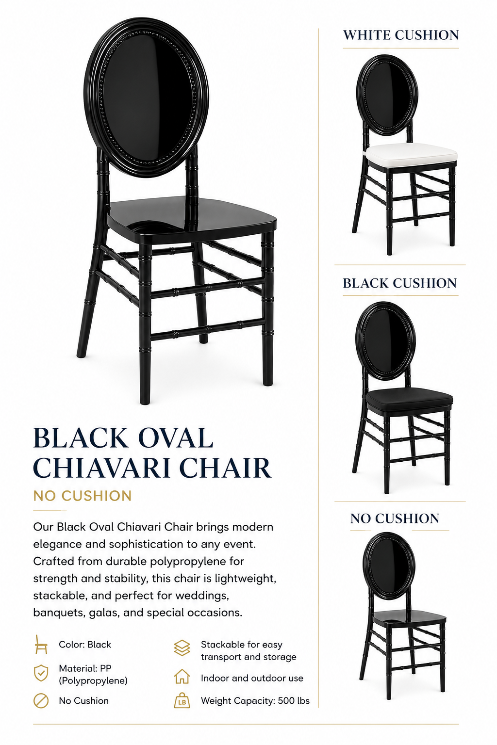 Black Oval Chivari Chair