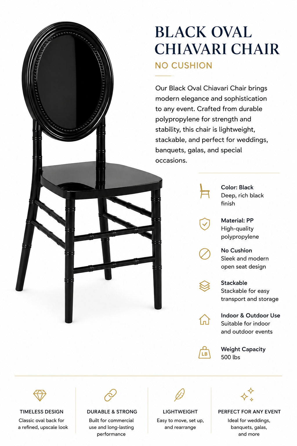 Black Oval Chivari Chair