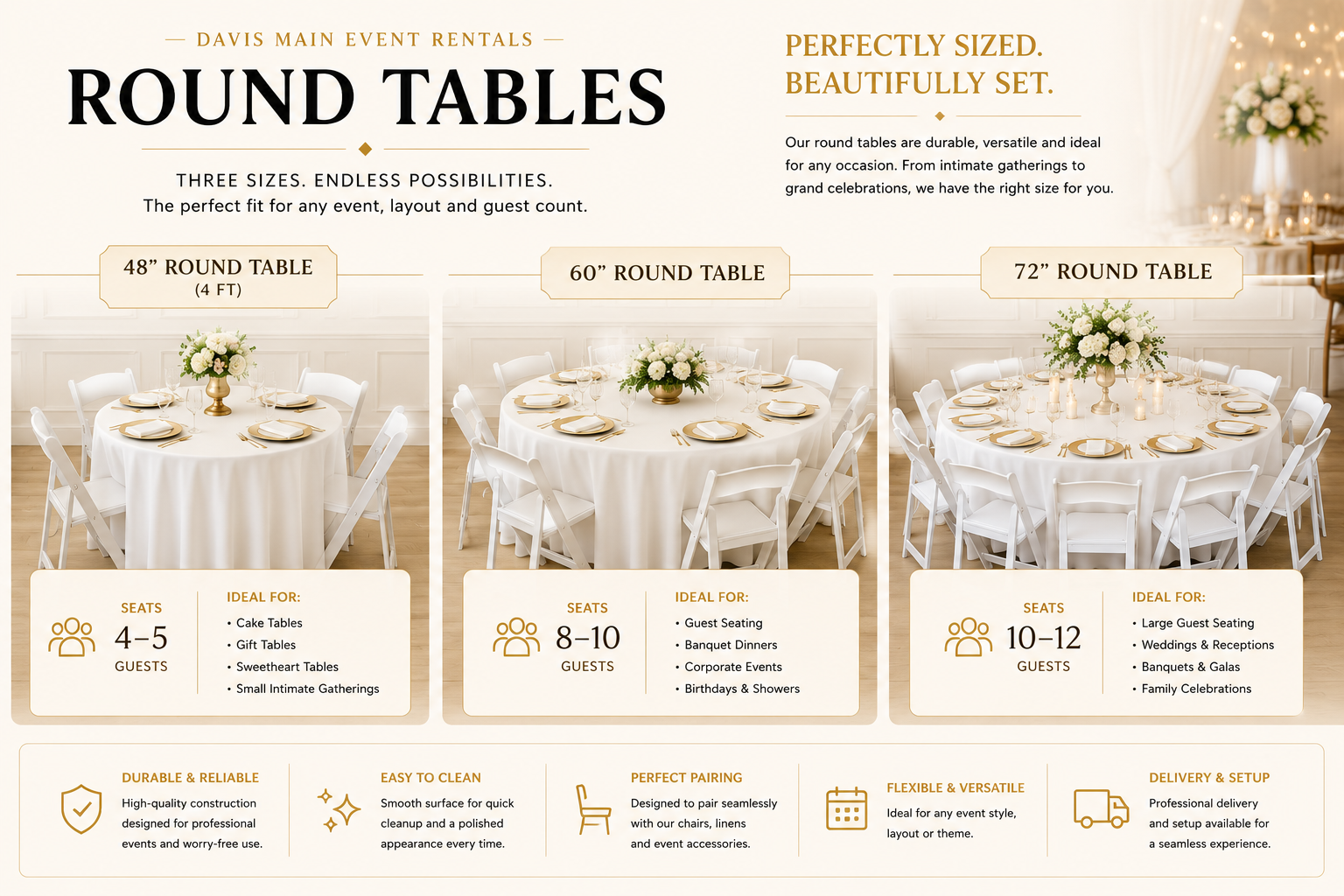 Round Tables (48” • 60” • 72”)